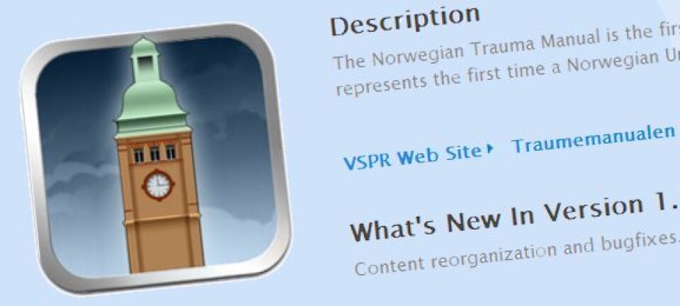 Oslo universitetssykehus' traumemanual kan lastes gratis med fra iTunes.